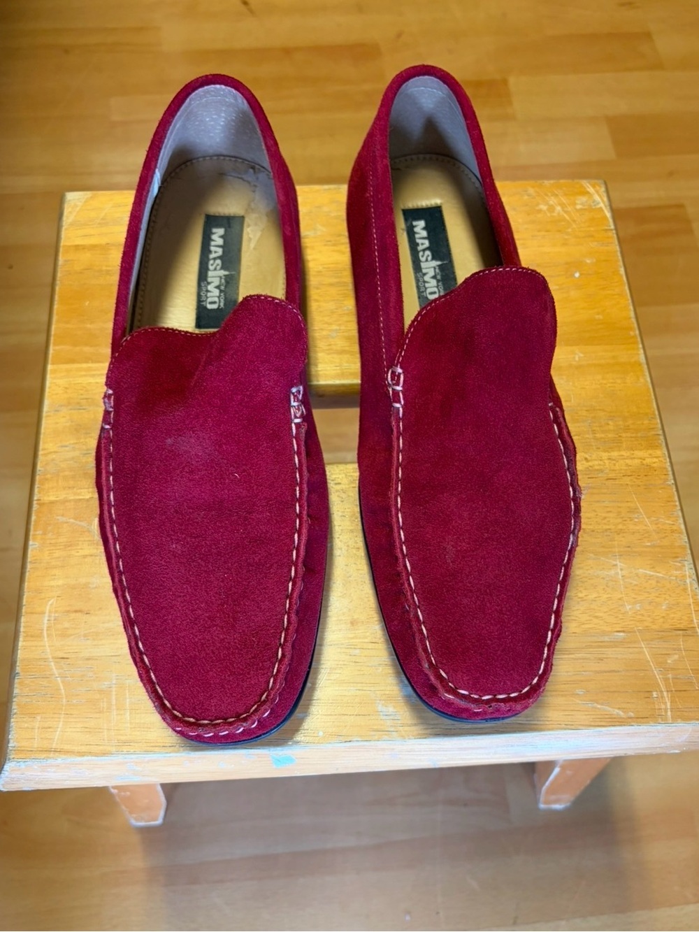 Massimo Red Suede Slip-On Loafers - Men's Casual Moccasins